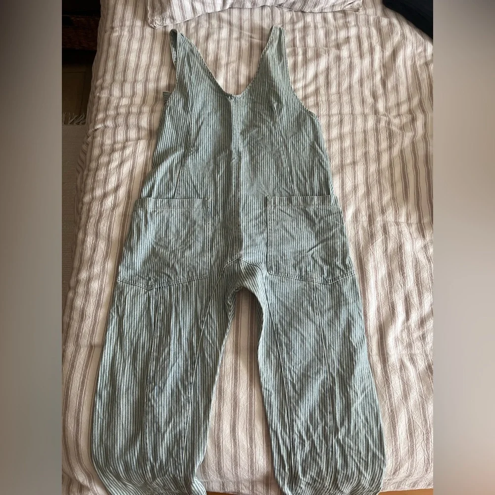 Women’s We The Free High Roller Light denim Stripe Jumpsuit - Picture 7 of 9